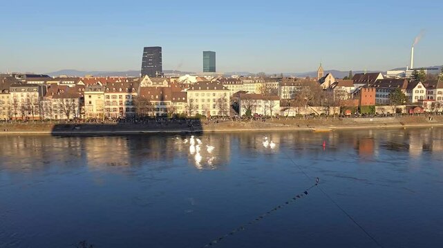 View of the city of Basel and the Rhine river, Switzerland