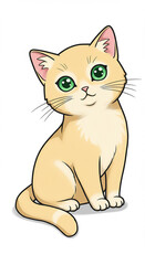 Fototapeta premium Adorable Cartoon Kitten Cute Orange Tabby Cat Illustration Sitting Pet Graphic