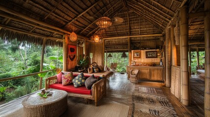 Fototapeta premium Stylish interior with air-conditioning, cozy furniture, and eco-friendly features, designed for comfort and sustainability