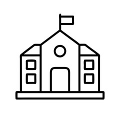 school building icon, school building line art - simple line art of school building, perfect for school building logos and icons