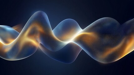 Obraz premium Dual-colored blue and gold data lines, soft glow, abstract and artistic, floating in space, seamless data visualization, smooth transitions, futuristic concept