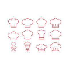 Chef hat icons set vector sign pictogram isolated. Cuisine symbol, logo illustration.