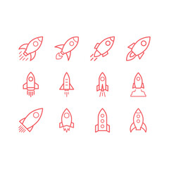 Rocket vector icons set, Rocket Launched Logo Template Illustration Design.