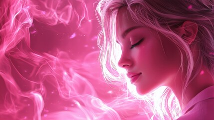 Dreamy Portrait with Pink Ethereal Background