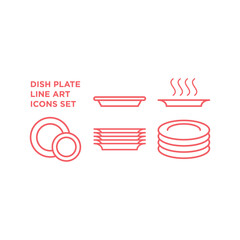 Restaurant logo illustration. Plate of food icons set vector.