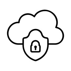secure cloud icon, secure cloud line art - simple line art of secure cloud, perfect for secure cloud logos and icons
