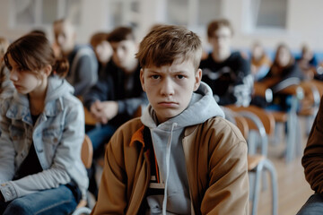 Fototapeta premium Generative AI Visual Depiction of Teenage School Bullying and Its Emotional Impact