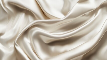 Obraz premium Draped Beige Silk Fabric, Luxurious Soft Texture, Elegant Swirls, Close-up, Abstract Background