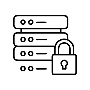 secure server icon, secure server line art - simple line art of secure server, perfect for secure server logos and icons