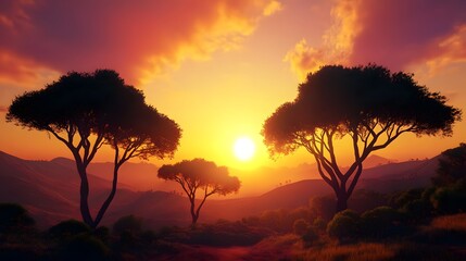 Beautiful Sunset Over a Tranquil Landscape