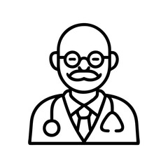 senior doctor icon, senior doctor line art - simple line art of senior doctor, perfect for senior doctor logos and icons
