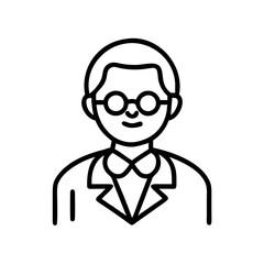 senior doctor icon, senior doctor line art - simple line art of senior doctor, perfect for senior doctor logos and icons