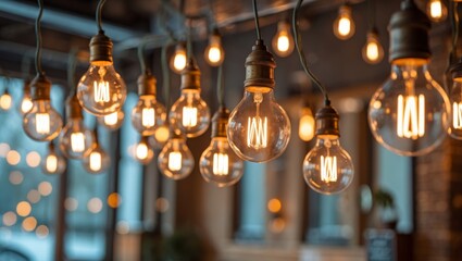 Obraz premium Charming old-fashioned light bulbs hanging elegantly