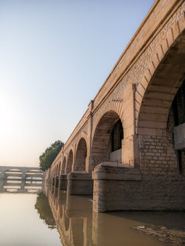 Sukkur Barrage beautiful front side view,bridge over the river