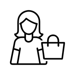 shopper icon, shopper line art - simple line art of shopper, perfect for shopper logos and icons