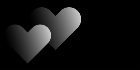 Vector background with hearts. Medium banner size. Element for design. Background for brochure, booklet, flyer, poster, certificate. Black and white. Love, Valentine's Day