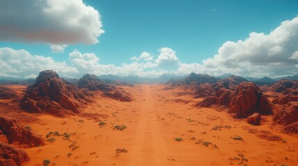 Fototapeta premium A dramatic desert view with towering dunes casting sharp shadows in the midday sun.