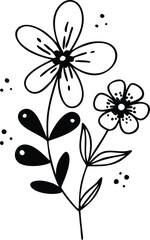 Minimalist botanic doodle art featuring minimalist Luxury vintage flowers