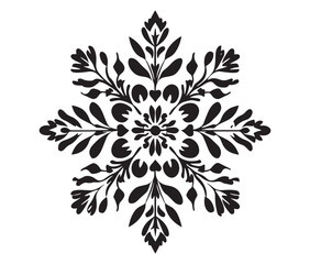 Abstract floral ornament, Silhouette mandala flower, Abstract floral design