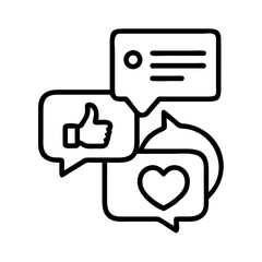 social media comments icon, social media comments line art - simple line art of social media comments, perfect for social media comments logos and icons