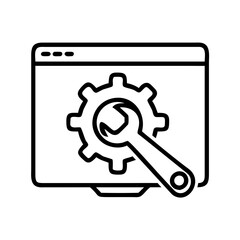 software maintenance icon, software maintenance line art - simple line art of software maintenance, perfect for software maintenance logos and icons