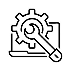 software maintenance icon, software maintenance line art - simple line art of software maintenance, perfect for software maintenance logos and icons