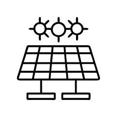 solar farm icon, solar farm line art - simple line art of solar farm, perfect for solar farm logos and icons