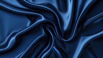 Fototapeta premium Elegant navy blue abstract silk satin waves