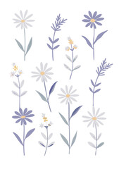 Wallpaper set with hand drawn lavender sprigs