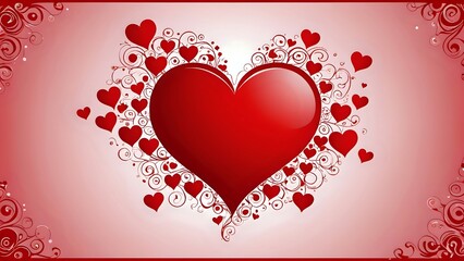 Elegant Red Heart with Swirls - Romantic Valentine's Day Background for Wedding Cards, Love Messages and Anniversary Designs