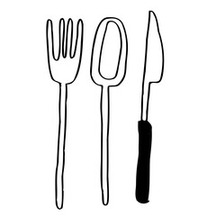 Cutlery set: fork, spoon, knife