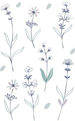 A vector set of minimal botanical doodles flower design