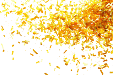 Energetic Yellow Confetti for a Festive Vibe Isolated on Transparent Background