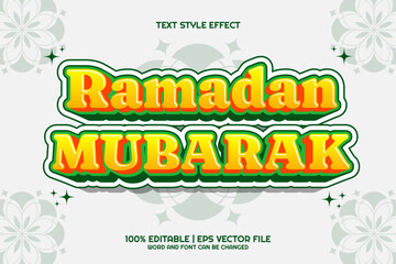 Editable text effect Bold Ramadan Mubarak 3D cartoon style