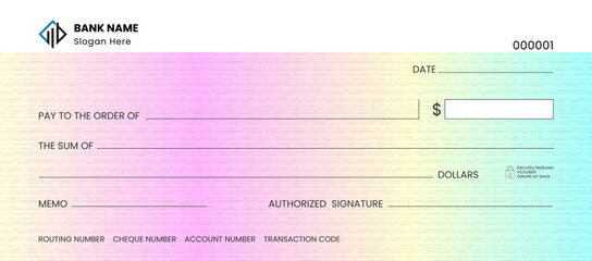 Obraz premium Check, Cheque (Cheque Book template). Blank check, bank cheque design, vector format