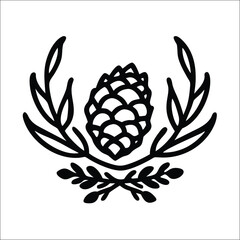 Rustic Botanic doodle art featuring minimalist Luxury vintage flower