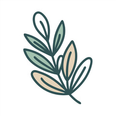 Rustic herb logo with sage leaves in fine lines