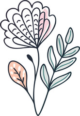 Serene floral doodle design with subtle textures 