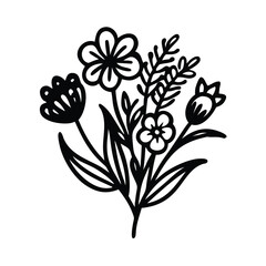 
 Botanic doodle art featuring minimalist Luxury vintage flowers
