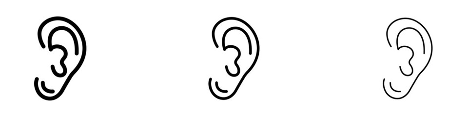 Ear icons vector pack in black and blue colors