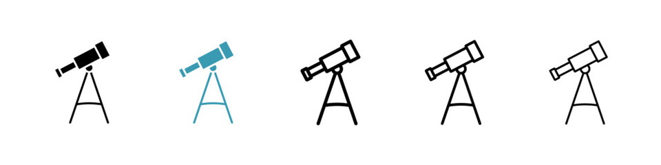 Telescope icons vector pack in black and blue colors