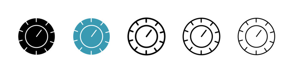 Knob icons vector pack in black and blue colors