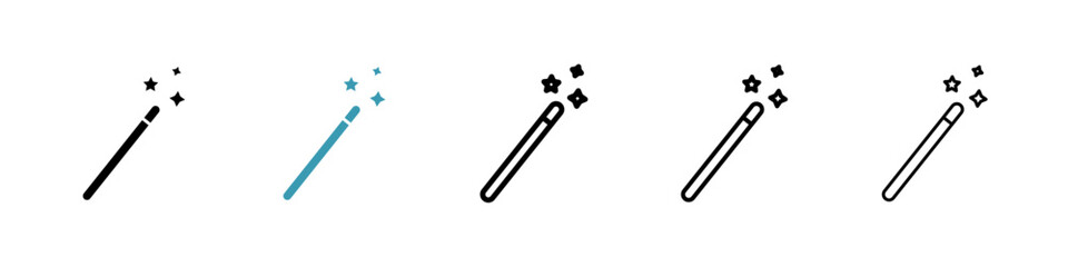 Magic icons vector pack in black and blue colors