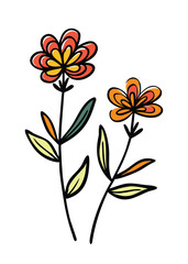  Botanic doodle art set featuring minimalist Luxury vintage flowers