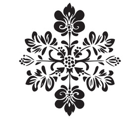 Abstract floral ornament, Silhouette mandala flower, Abstract floral design