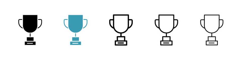 Trophy icons vector pack in black and blue colors