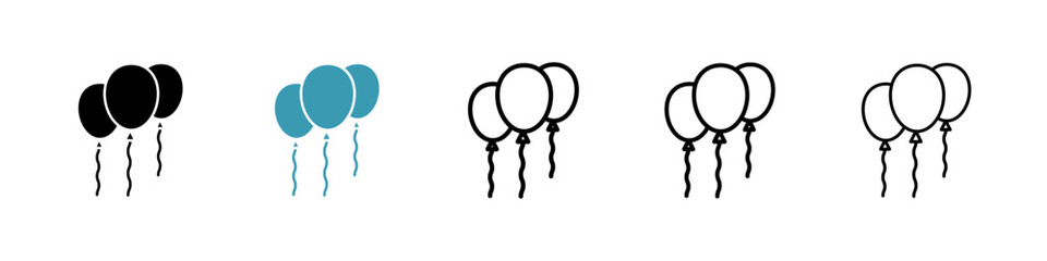 Balloons icons vector pack in black and blue colors © Ranveer