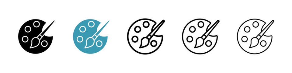 Brush and Palette icons vector pack in black and blue colors