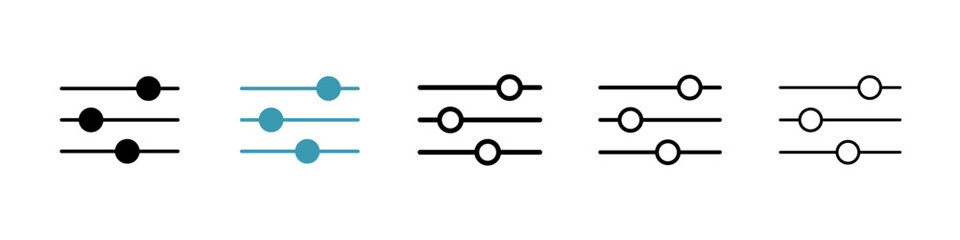 Equalizer icons vector pack in black and blue colors