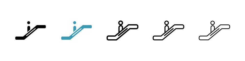 Escalator icons vector pack in black and blue colors